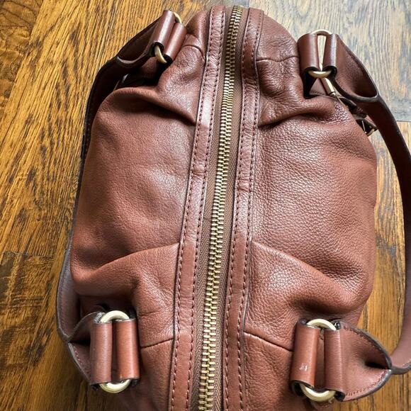 MICHAEL KORS $398 Lattington Large Satchel Soft Leather Cognac Brown Zip Handbag - Picture 10 of 16